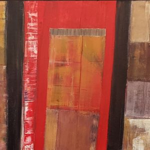 Abstracción en rojo - Técnica mixta sobre tela - 110 x 55 cms - Año 2019 - David Revale