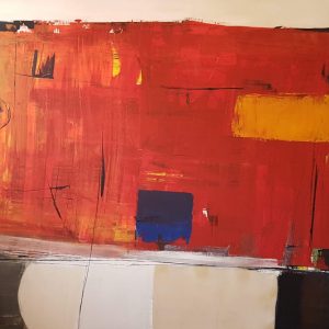 Yellow on red - Técnica mixta sobre tela - 120 x 100 cms - Año 2019 - David Revale